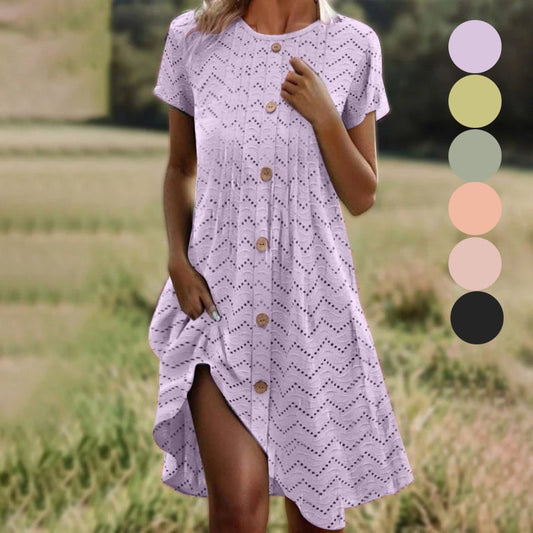 ✨Rochie cu mânecă scurtă Button Down pentru femei