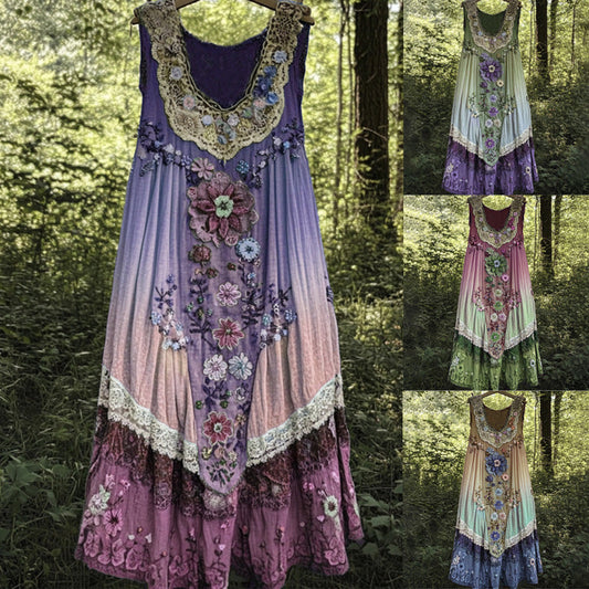 ✨Rochie medie cu guler în formă de U și fără mâneci, imprimată 3D