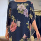 Rochie lungă elegantă, cu guler rotund și imprimeu