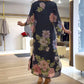 Rochie lungă elegantă, cu guler rotund și imprimeu