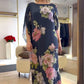 Rochie lungă elegantă, cu guler rotund și imprimeu