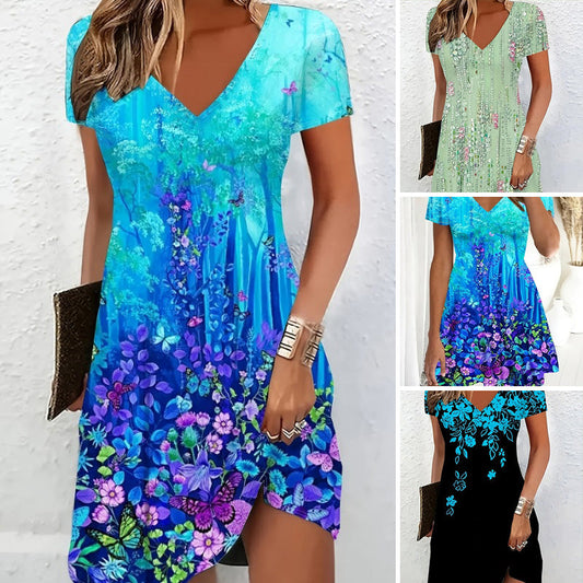 🔥 Rochie mini A-line cu imprimeu floral pentru femei 👗