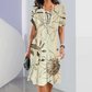 🌺[S-4XL]🌿Rochie midi cu guler rotund și imprimeu pentru femei👗