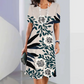🌺[S-4XL]🌿Rochie midi cu guler rotund și imprimeu pentru femei👗