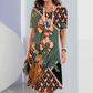 🌺[S-4XL]🌿Rochie midi cu guler rotund și imprimeu pentru femei👗