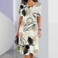 🌺[S-4XL]🌿Rochie midi cu guler rotund și imprimeu pentru femei👗