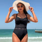 Costum de baie pentru femei, o singură piesă, cu detalii din plasă