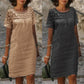 Rochie casual cu guler rotund din dantelă pentru femei