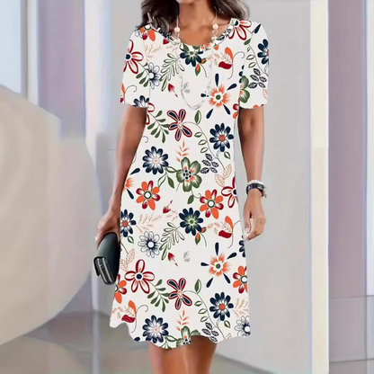 Rochie la modă în linie A cu imprimeu