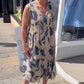 Rochie lungă fără mâneci cu imprimeu pentru femei